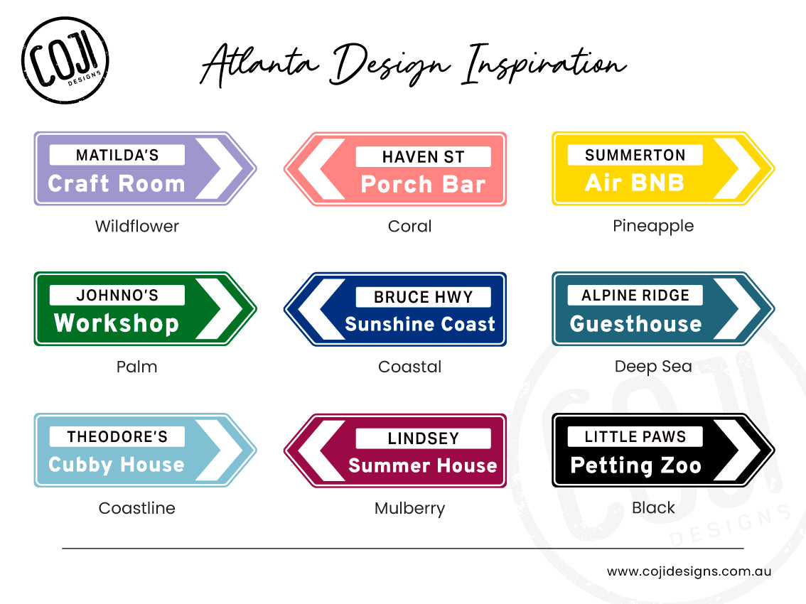 Collection of text and colour inspiration examples of the Atlanta direction sign