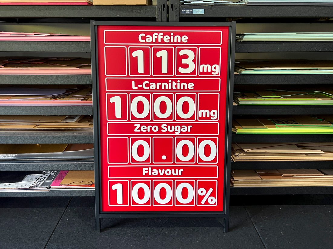 A custom made petrol station prop sign for a drinks company