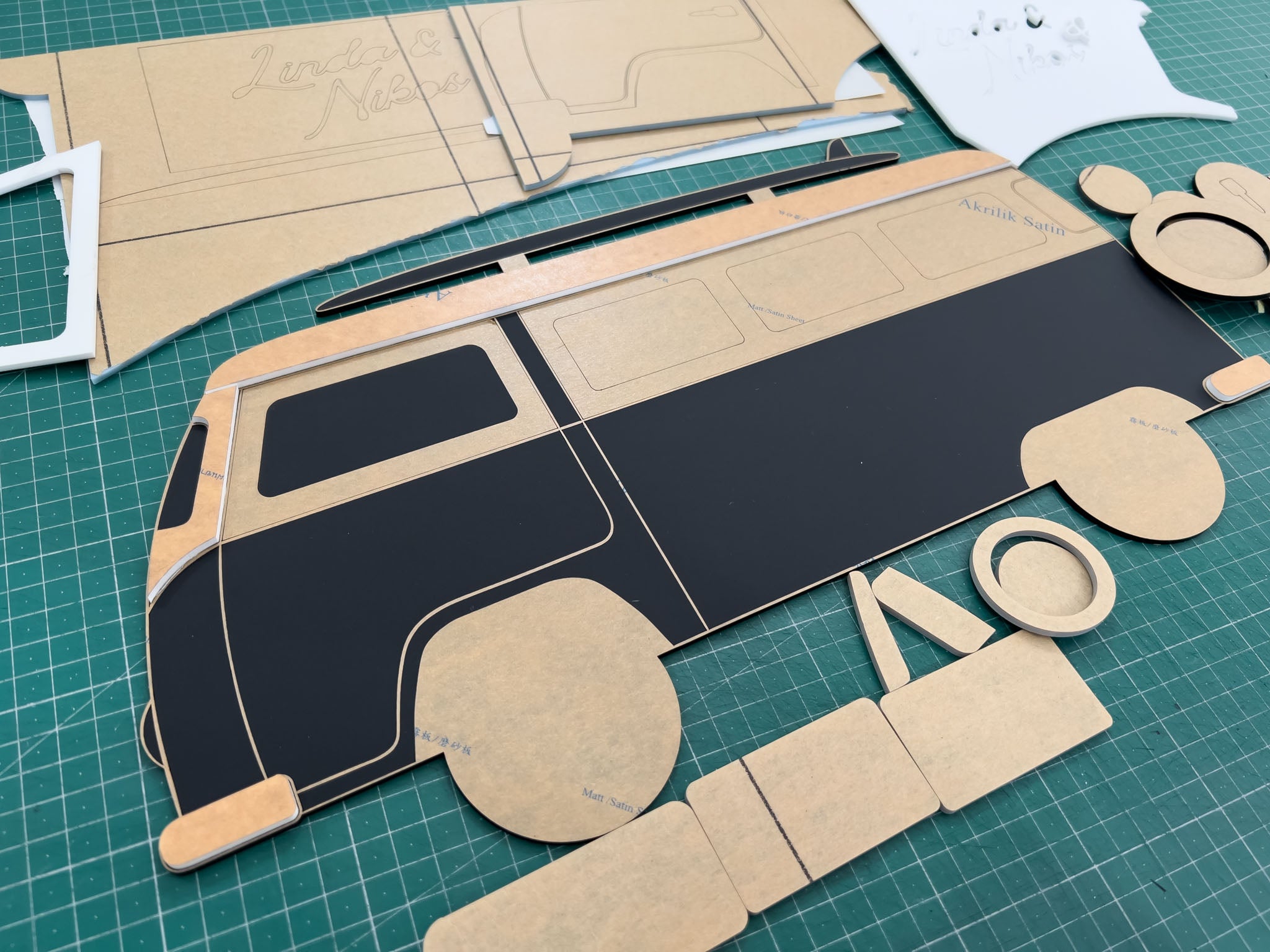 A custom Jagger surf bus sign being made