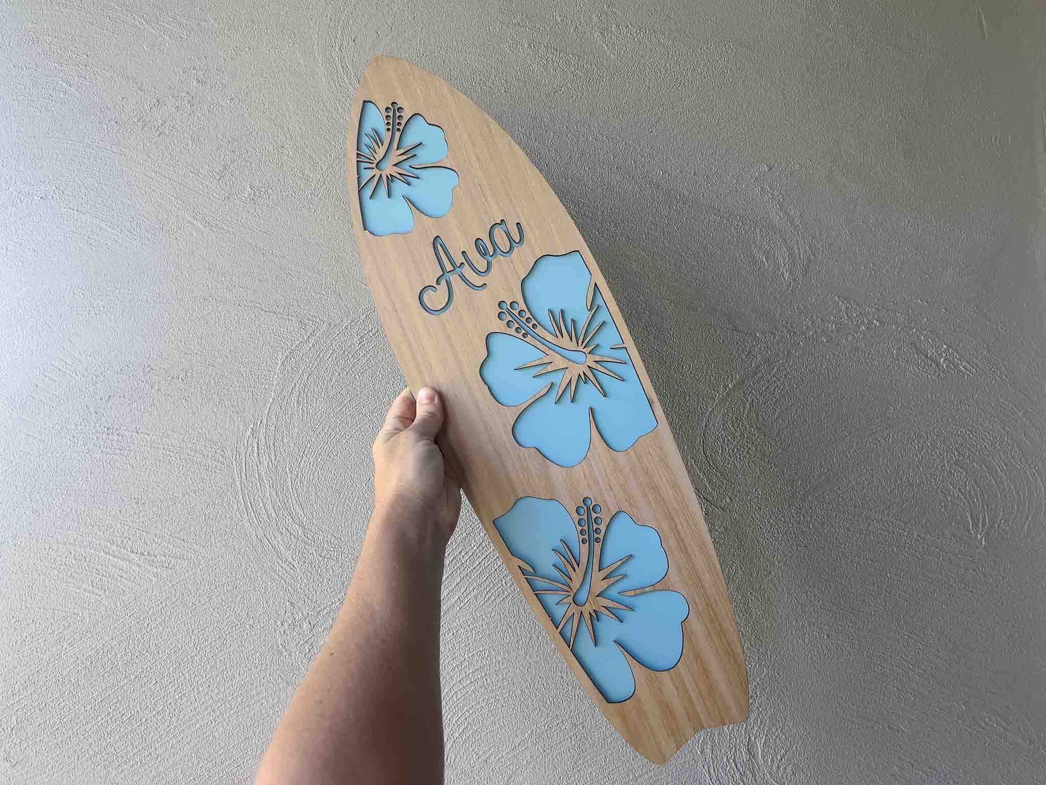 Oriana 3D Timber Surfboard Name Plaque: Coastal Nostalgic Wall Art