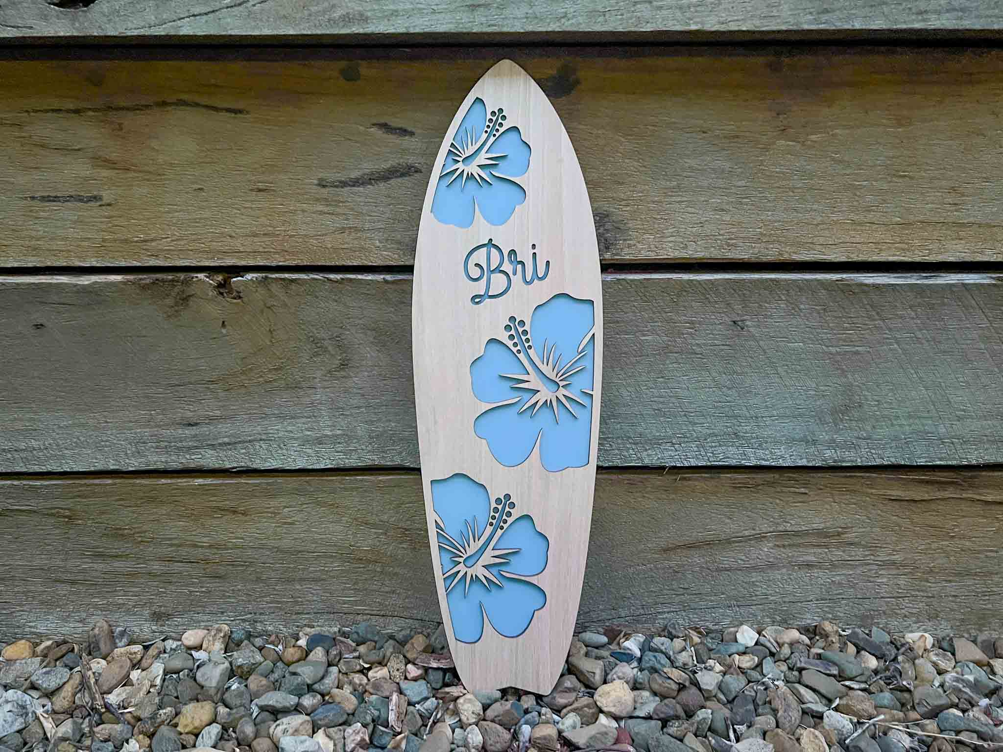 Oriana 3D Timber Surfboard Name Plaque: Coastal Nostalgic Wall Art