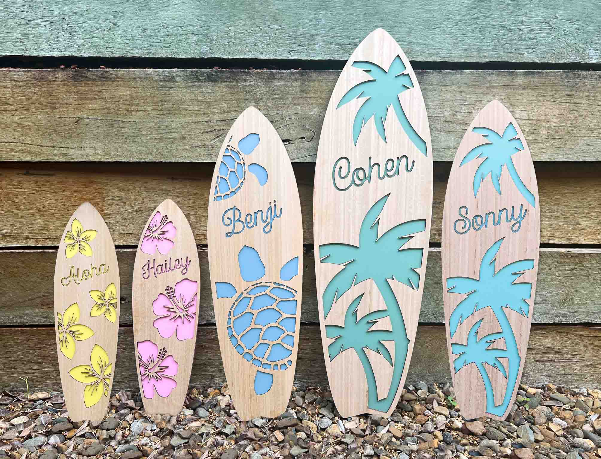 Oriana 3D Timber Surfboard Name Plaque: Coastal Nostalgic Wall Art