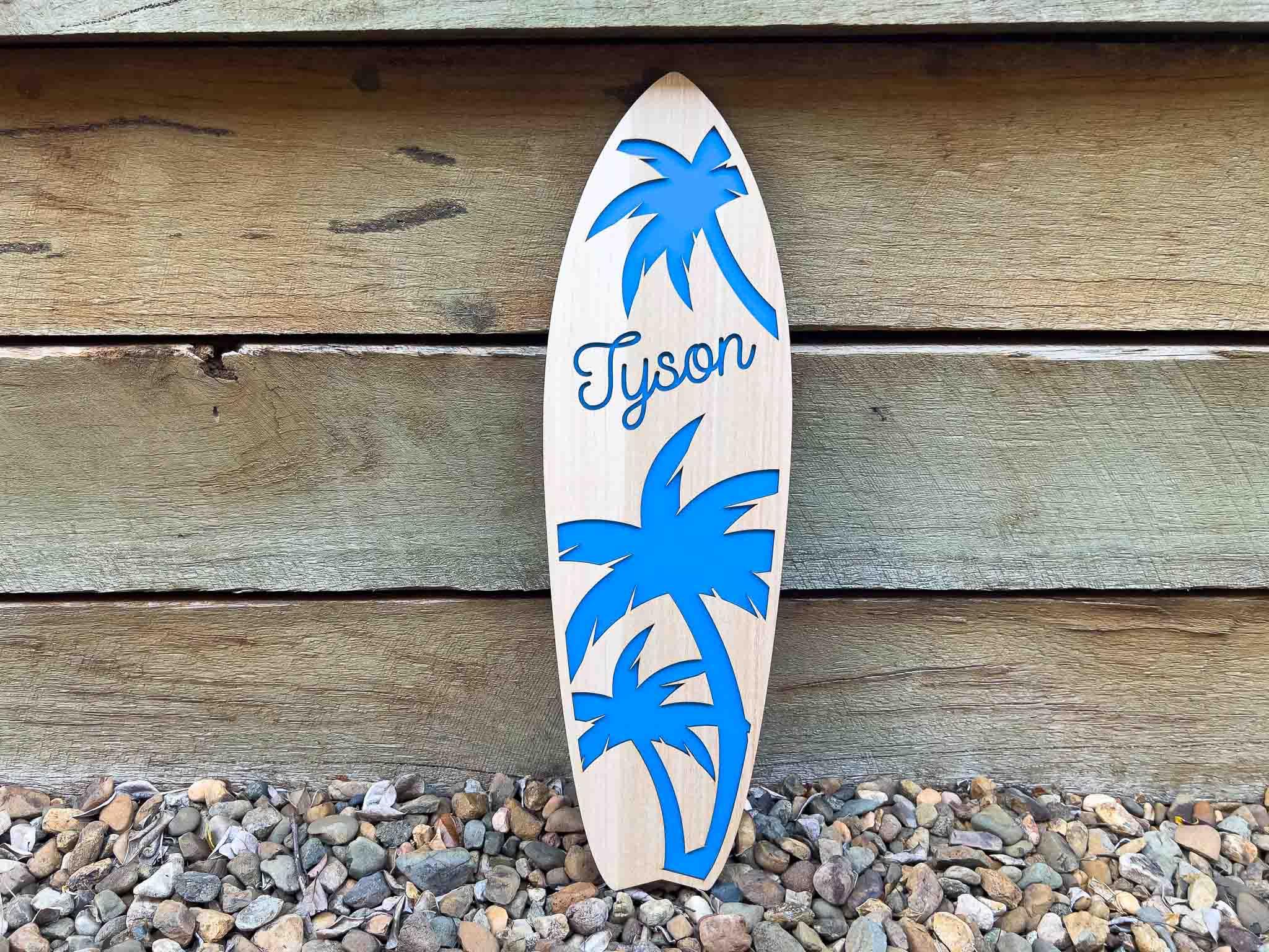 Oriana 3D Timber Surfboard Name Plaque: Coastal Nostalgic Wall Art